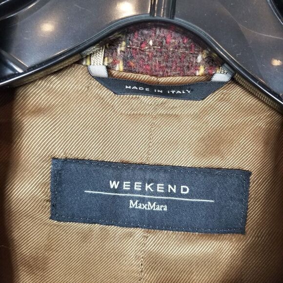 MaxMara Weekend Women 100% Virgin Wool Blazer Jacket Size US 6 Brown Plaid - Picture 7 of 10